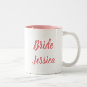 Caneca De Café Em Dois Tons Noiva Rosa Elegante Presentes de Casamento com Let