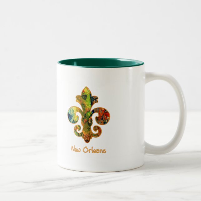 Caneca De Café Em Dois Tons NOLA pintou a flor de lis (2) (Direita)