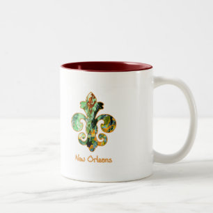 Caneca De Café Em Dois Tons NOLA pintou a flor de lis (6)