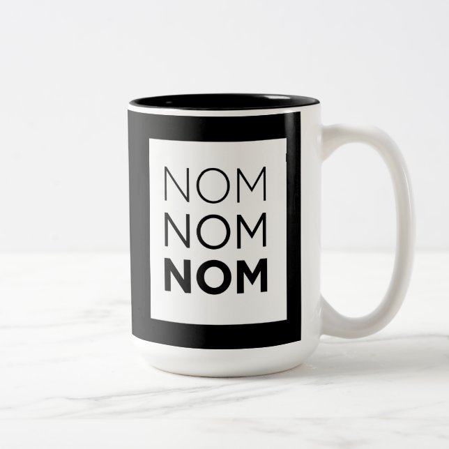 Caneca De Café Em Dois Tons Nom Branco Nom Nom Nom (Direita)