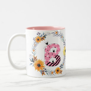 Caneca De Café Em Dois Tons Nome Alfabeto "B"