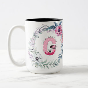 Caneca De Café Em Dois Tons Nome Alfabeto "G" 