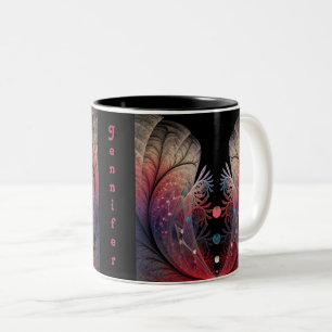 Caneca De Café Em Dois Tons Nome da Arte Fractal Fantasia Moderna Abstrata Mal