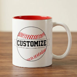 Caneca De Café Em Dois Tons Nome da Equipe Personalizada do Baseball e Ventila