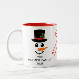 Caneca De Café Em Dois Tons Nome da família de Natal Simples do Gingerpão Eleg