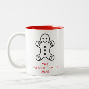 Caneca De Café Em Dois Tons Nome da família de Natal Simples do Gingerpão Eleg