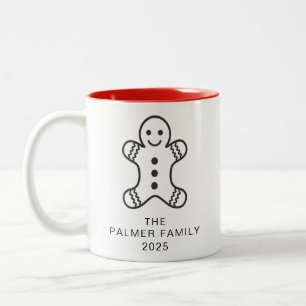 Caneca De Café Em Dois Tons Nome da família de Natal Simples do Gingerpão Eleg