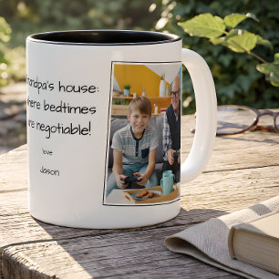 Caneca De Café Em Dois Tons Nome da Foto da Casa do Vovô Netos