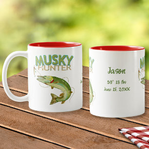 Caneca De Café Em Dois Tons Nome Data Medidas do Caçador de Muskys
