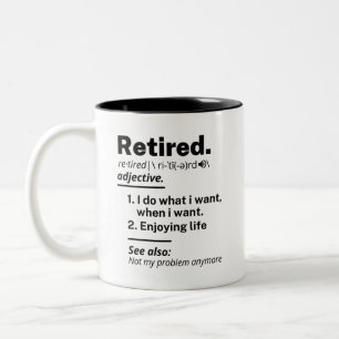 Caneca De Café Em Dois Tons Nome de Definição Aposentado, Presente de Gag de