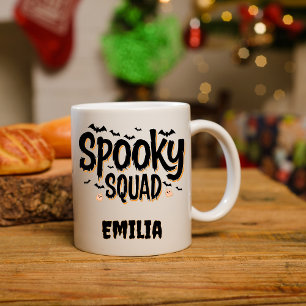 Caneca De Café Em Dois Tons Nome de Esquadrão Spooky Halloween Mug para Amigos