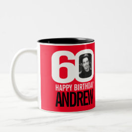 Caneca De Café Em Dois Tons Nome de foto personalizada vermelho branco de 60 a