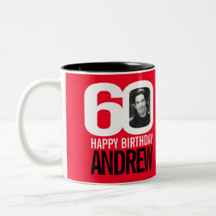Caneca De Café Em Dois Tons Nome de foto personalizada vermelho branco de 60 a