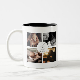 Caneca De Café Em Dois Tons Nome do bebê personalizado do pai e caneta fotográ