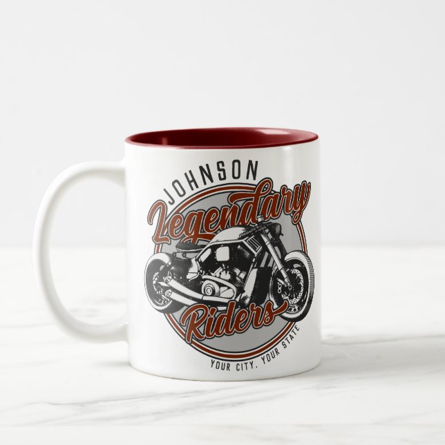 Caneca De Café Em Dois Tons NOME DO Biker Legendário Do Cavaleiro De Motociclo (Esquerda)