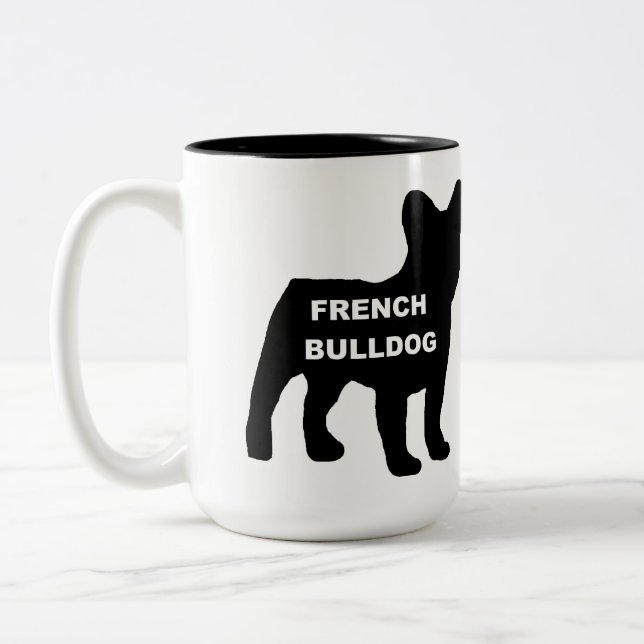 Caneca De Café Em Dois Tons nome do buldogue francês silhouette (Esquerda)