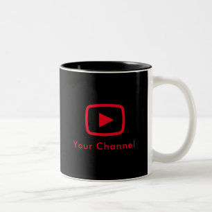 Caneca De Café Em Dois Tons Nome do Canal Youtube Preto Personalizado