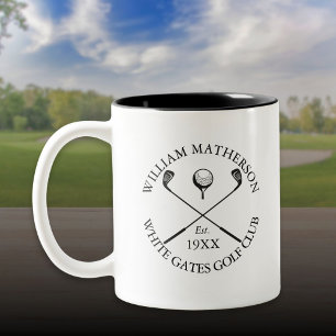 Caneca De Café Em Dois Tons Nome do Clube de Golfe Clássico Moderno Personaliz