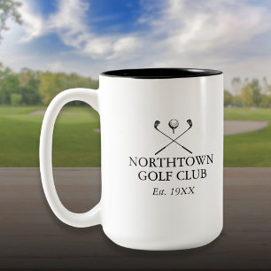 Caneca De Café Em Dois Tons Nome do Clube de Golfe Clássico Personalizado