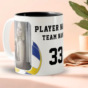Caneca De Café Em Dois Tons Nome do Jogador de Volei Número Time 2 Fotos