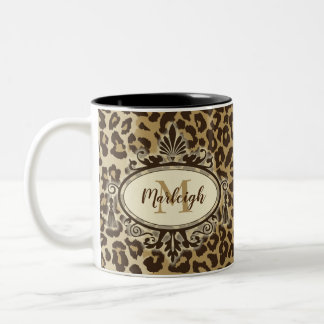 Caneca De Café Em Dois Tons Nome do Monograma Personalizado de Impressão do Le