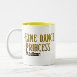 Caneca De Café Em Dois Tons Nome dourado da princesa de dança de linha
