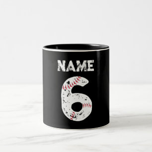 Caneca De Café Em Dois Tons Nome e número 6 Baseball, Equipe Baseball