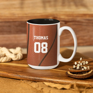 Caneca De Café Em Dois Tons Nome e número do basquetebol personalizados
