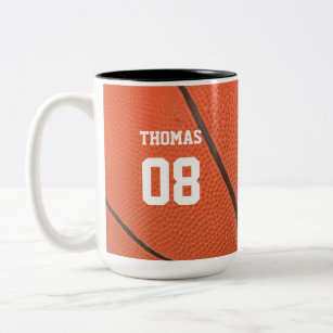 Caneca De Café Em Dois Tons Nome e número personalizados de basquete