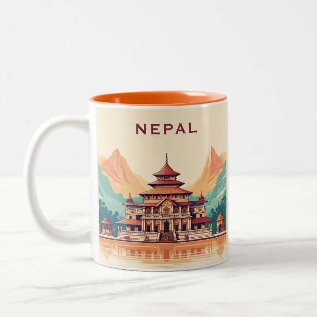 Caneca De Café Em Dois Tons Nome e texto personalizados no Nepal (Esquerda)