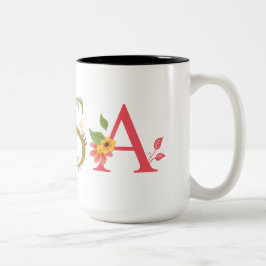 Caneca De Café Em Dois Tons Nome Elegante do ROSA bordado