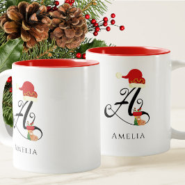 Caneca De Café Em Dois Tons Nome Elegante Letra de Roteiro Moderno Um Natal Fo