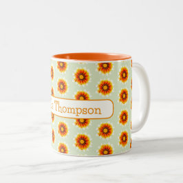 Caneca De Café Em Dois Tons Nome Floral Agradecimento aos Professores Fim de A