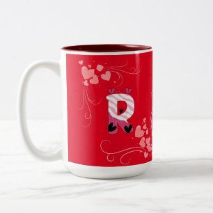 Caneca De Café Em Dois Tons Nome Letra "R"