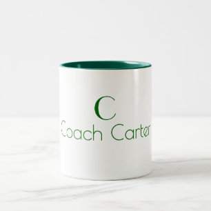 Caneca De Café Em Dois Tons Nome Monograma Minimalista Verde Escuro Treinador