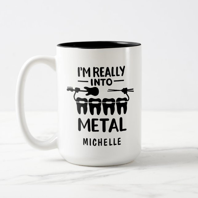 Caneca De Café Em Dois Tons Nome Orthodontist Engraçado Personalizado (Esquerda)