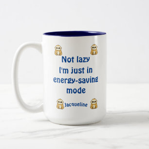 Caneca De Café Em Dois Tons Nome personalizado Agrupador sem preguiça no modo 