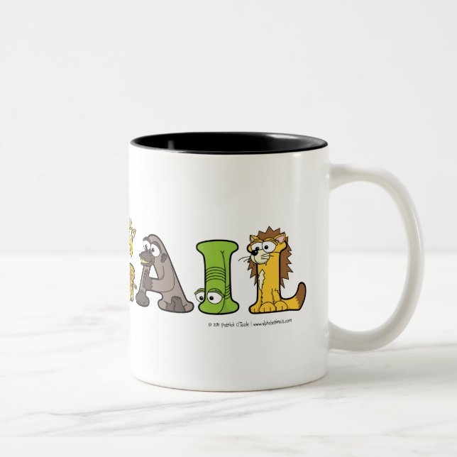 Caneca De Café Em Dois Tons Nome Personalizado Alfabetimals Mug (Direita)