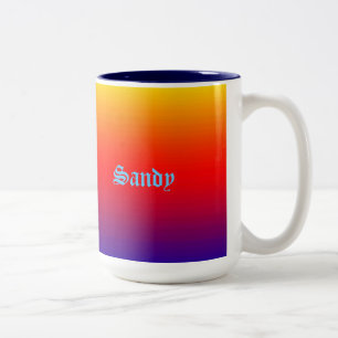 Caneca De Café Em Dois Tons Nome Personalizado Amarelo Amarelo Azul