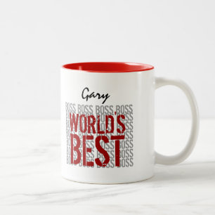 Caneca De Café Em Dois Tons Nome personalizado B27 da melhor chefe do mundo co