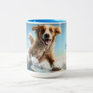 Caneca De Café Em Dois Tons Nome Personalizado Cão de Navegação