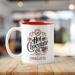 Caneca De Café Em Dois Tons Nome Personalizado Chocolate Quente no Polo Norte 