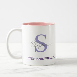 Caneca De Café Em Dois Tons Nome Personalizado Clássico Elegante Preto Branco 