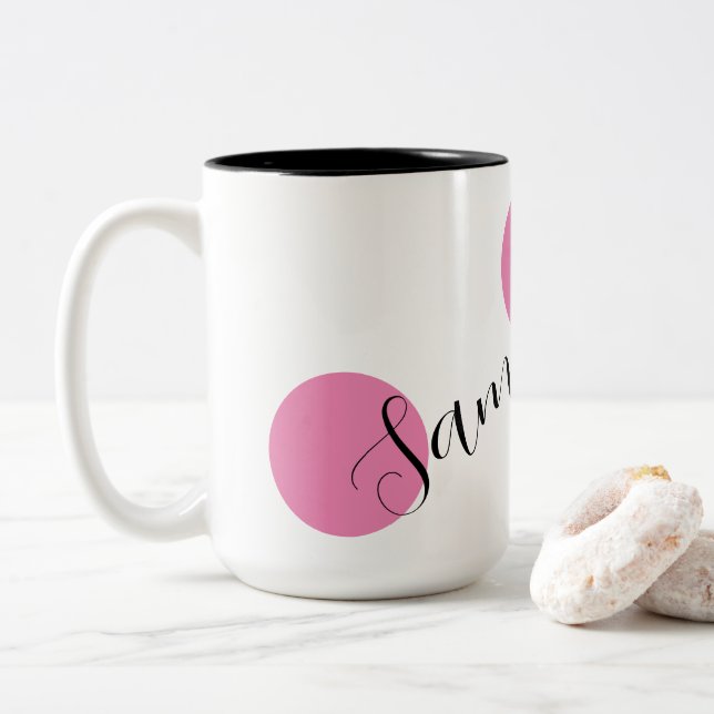 Caneca De Café Em Dois Tons Nome Personalizado Cor-de-Rosa (Com Donut)