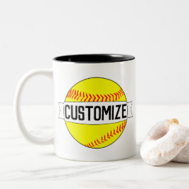 Caneca De Café Em Dois Tons Nome Personalizado da Equipe do Softball e Ventila