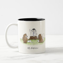 Caneca De Café Em Dois Tons Nome Personalizado da Escola de Professores Woodla