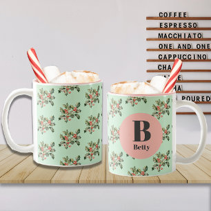 Caneca De Café Em Dois Tons Nome Personalizado de Macaron Mistletodo Natal