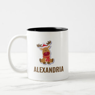 Caneca De Café Em Dois Tons Nome Personalizado de Natal para Rudolph reindeer