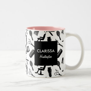 Caneca De Café Em Dois Tons Nome Personalizado de Padrão de Lista de Cabelos C