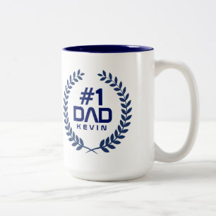 Caneca De Café Em Dois Tons Nome Personalizado de Texto Azul do Marinho Nº 1